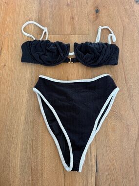 Montce Swim Black Bikini Set with White Trim